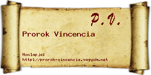Prorok Vincencia névjegykártya